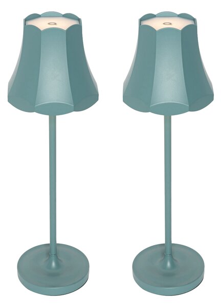 Set de 2 lămpi de masă retro albastru mineral reîncărcabile IP44 - Granny
