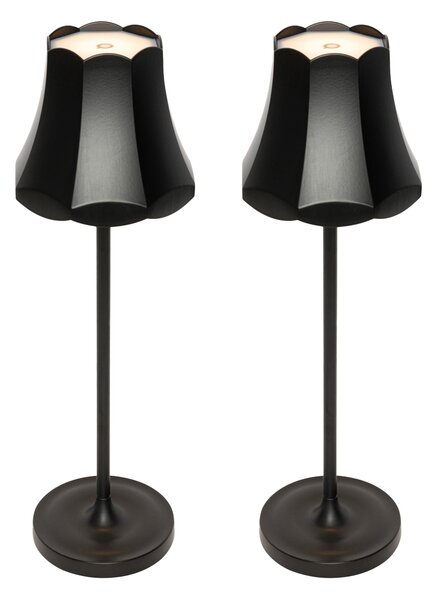 Set de 2 lămpi de masă retro negre reîncărcabile IP44 - Granny