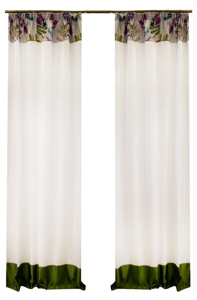 Set draperii Velaria alb cu motiv florar, 2x125x275 cm