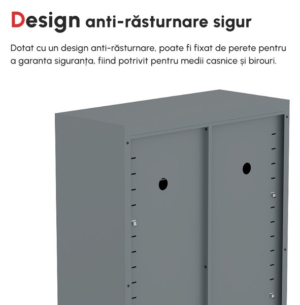 Dulapior Multifunctional cu 2 Usi Stil Industrial, Dulapior Metalic pentru Casa si Garaj - Gri, 75x33x110cm HOMCOM | Aosom RO