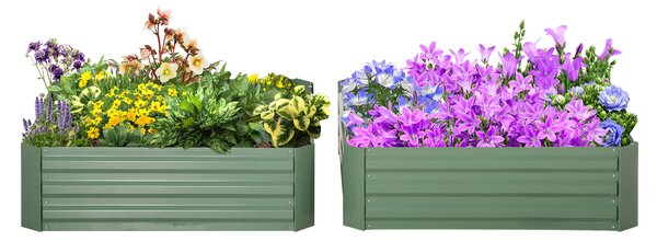Outsunny Set 2 Paturi de Gradina Înălțate din Oțel, Jardinieră de Grădină pentru Plante, Legume și Arbuști, 100x100 cm, Verde | Aosom Romania