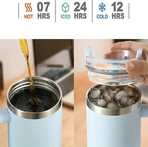 Cană termică cu pai TERMOS 1000 ml, gri