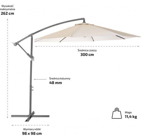 Umbrela de soare pliabila pentru gradina SOLIMARE 300 cm, albastra