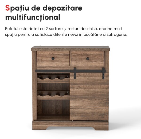 HOMCOM Dulap de Bucătărie în Stil Industrial, Comodă pentru Sufragerie, Living, 80x39x86 cm, Lemn | Aosom Romania