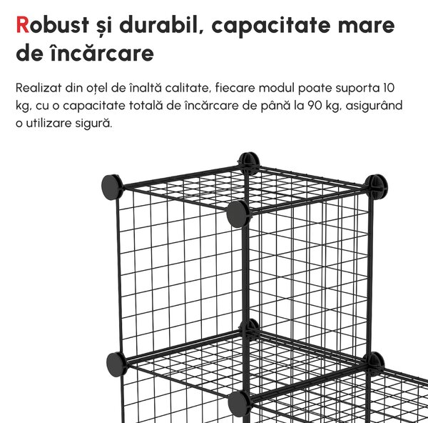 HOMCOM Bibliotecă Spațiu Redus, 9 Cuburi, Oțel/PP, 35x35x35cm, Negru, pentru Jucării/Haine | Aosom Romania