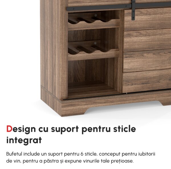 HOMCOM Dulap de Bucătărie în Stil Industrial, Comodă pentru Sufragerie, Living, 80x39x86 cm, Lemn | Aosom Romania