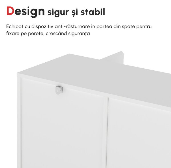 HOMCOM Bufet Modern cu 12 Rafturi, PAL, pentru Bucătărie, Sufragerie, Hol, 120x35x85 cm, Alb, Spațiu Amplu de Depozitare | Aosom Romania