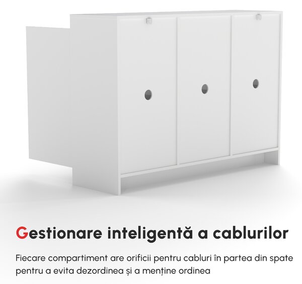 HOMCOM Bufet Modern cu 12 Rafturi, PAL, pentru Bucătărie, Sufragerie, Hol, 120x35x85 cm, Alb, Spațiu Amplu de Depozitare | Aosom Romania