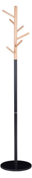 Cuier haine tip pom Marianna metal negru - culoare lemn natural D37x169cm