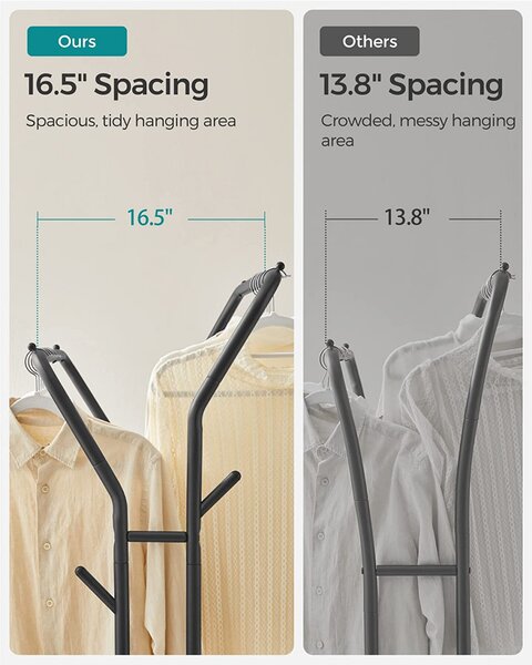 Cuier stender, Songmics, Negru, 153x54.5x103 cm