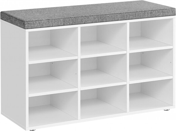 Bancuta hol cufar cu depozitare, Vasagle, Alb-Gri, 78.5x30.3x48 cm