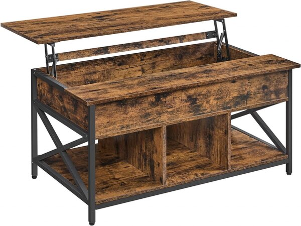 Masuta de cafea extensibila, Vasagle, Maro-Negru, 100x60x(48—62) cm