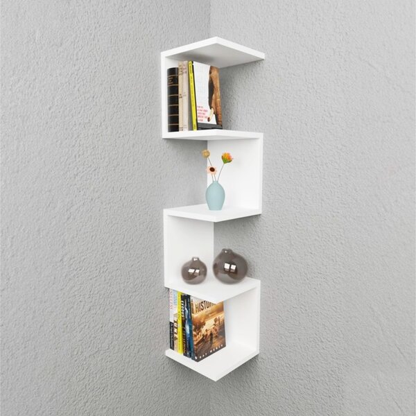 Raft Suspendat Zigzag Alb 25x25x109 cm