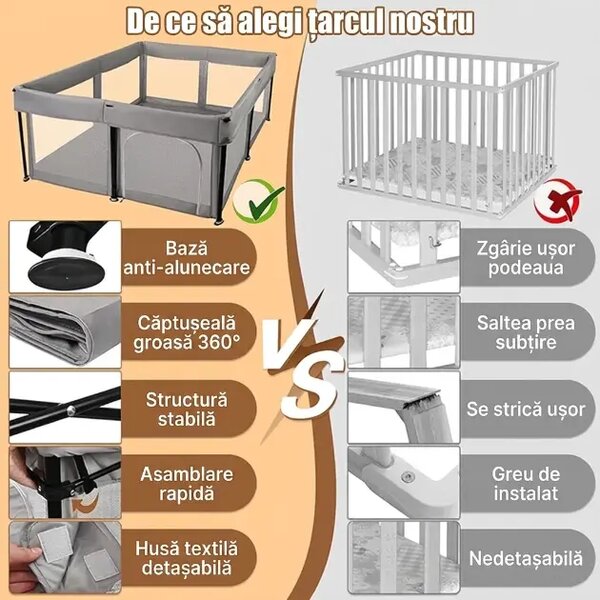 Nestplay™ țarc De Joacă Pliabil Pentru Bebeluși (127 X 127 Cm)