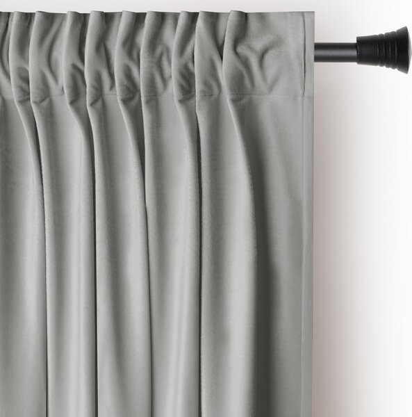 Draperie gri deschis dimout (semi-opacă) din catifea 140x270 cm Pleat – Restilo
