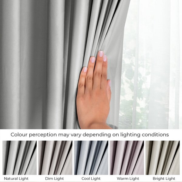 Draperie gri deschis dimout (semi-opacă) din catifea 140x245 cm Eyelets – Restilo