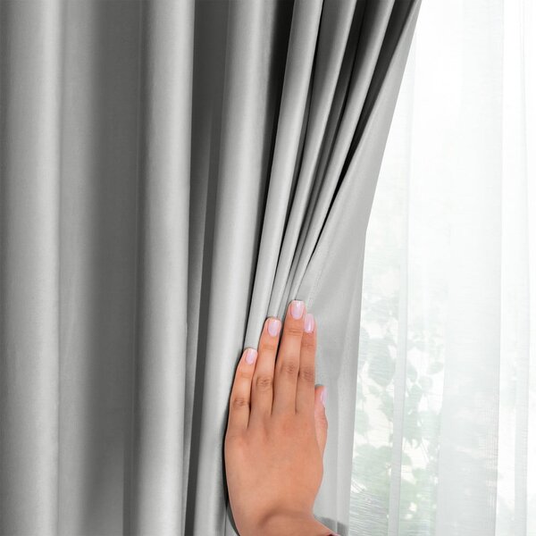 Draperie gri deschis dimout (semi-opacă) din catifea 140x245 cm Eyelets – Restilo