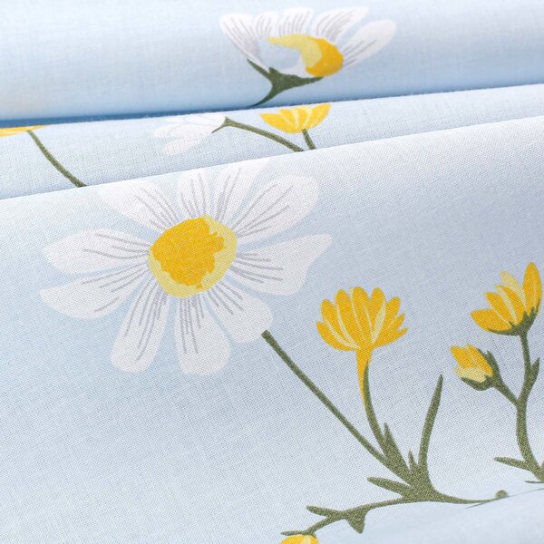Goldea napron de masă 100% bumbac - mușețel pe albastru deschis 35x120 cm