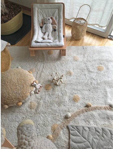 Covor pentru copii galben ocru/crem lavabil/țesut manual din bumbac 120x160 cm Hippy Dots Honey – Lorena Canals