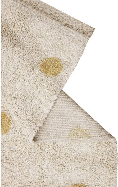 Covor pentru copii galben ocru/crem lavabil/țesut manual din bumbac 120x160 cm Hippy Dots Honey – Lorena Canals
