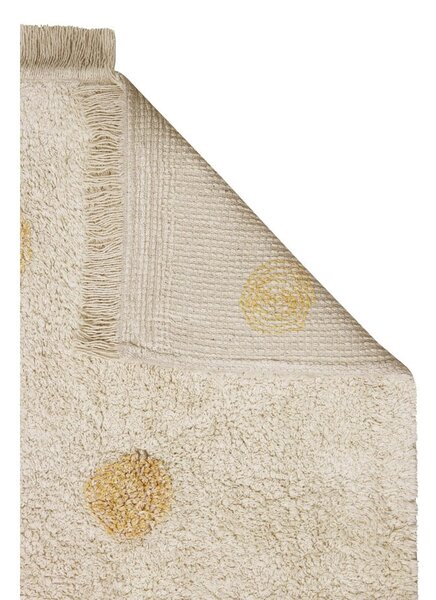 Covor pentru copii galben ocru/crem lavabil/țesut manual din bumbac 120x160 cm Hippy Dots Honey – Lorena Canals