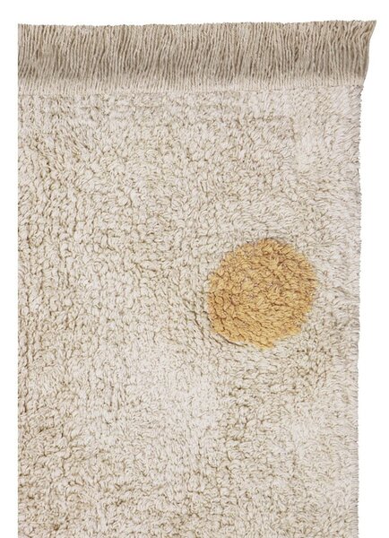 Covor pentru copii galben ocru/crem lavabil/țesut manual din bumbac 120x160 cm Hippy Dots Honey – Lorena Canals