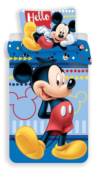 Lenjerie de pat pentru copii din bumbac pentru pat de o persoană 140x200 cm Mickey "Hello" – Jerry Fabrics