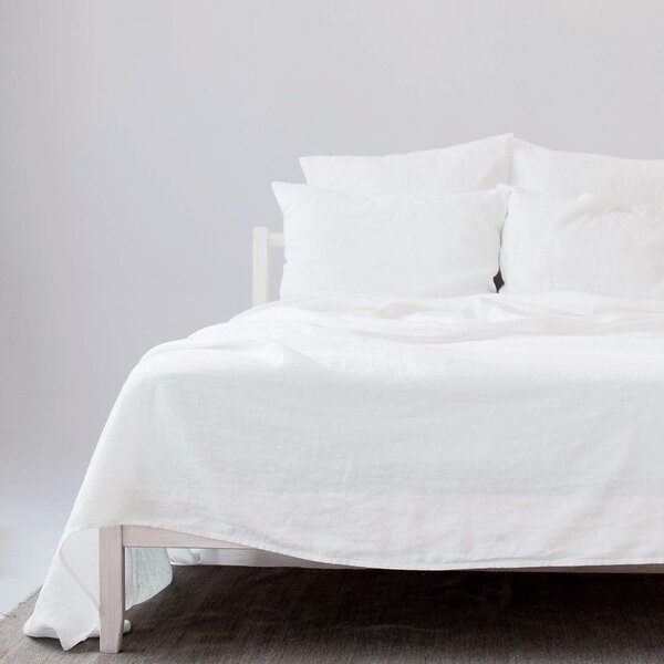 Cearceaf alb din amestec de in 230x270 cm – Linen Tales