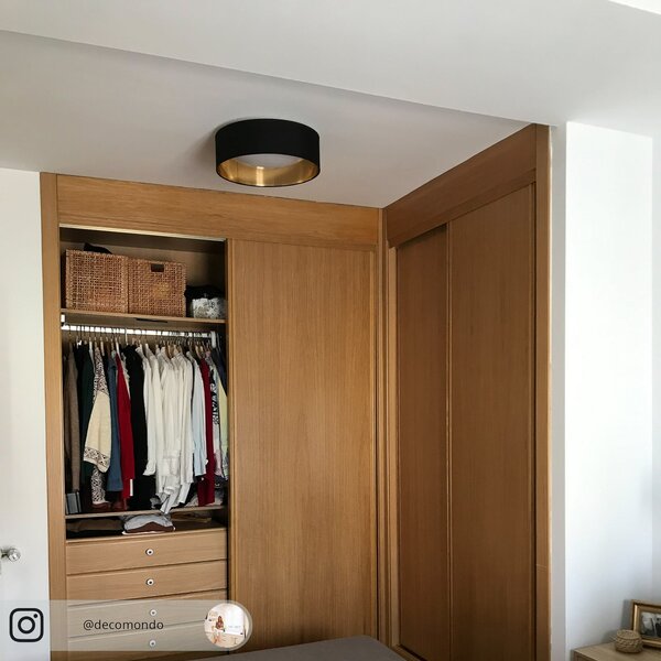 Plafoniere Lindby, Coleen, Negru, Camera de zi, Țesătură / Textil, Modern