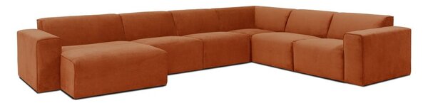 Canapea modulară cu tapițerie din reiat în formă de U colț pe stânga Scandic Sting, roșu