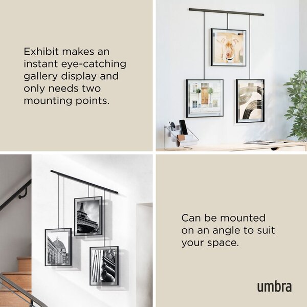 Rame negre de agățat 3 buc. din metal 73x82 cm Exhibit – Umbra
