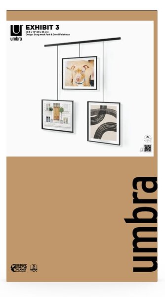 Rame negre de agățat 3 buc. din metal 73x82 cm Exhibit – Umbra