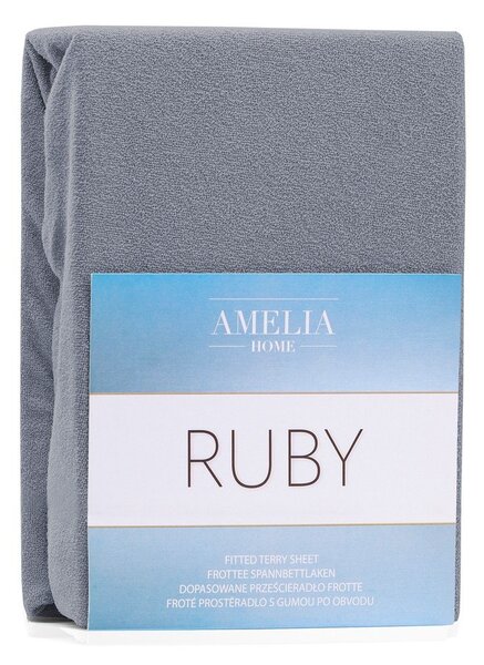 Cearceaf gri din frotir cu elastic 180x200 cm Ruby – Restilo