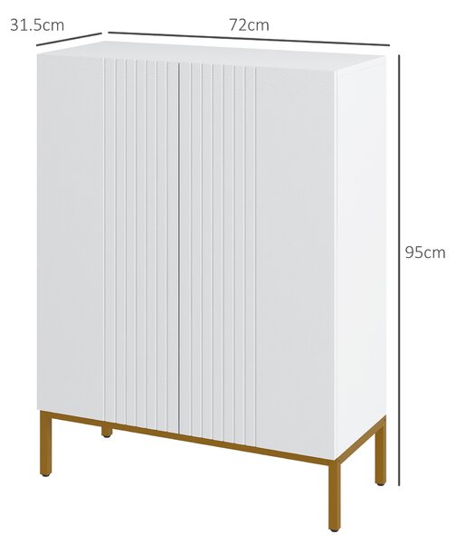 HOMCOM Dulap Îngust pentru Pantofi, Dulap Subțire pentru Depozitarea Pantofilor cu Rafturi Reglabile, 95x72x31.5 cm, Alb | Aosom Romania