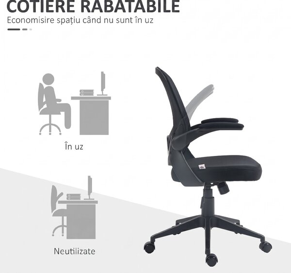 HOMCOM Scaun de Birou Ergonomic cu Înălțime Reglabilă, Scaun de Birou cu Balansoar și Țesătură Respirabilă, 59x58x96-106 cm, Negru | Aosom Romania