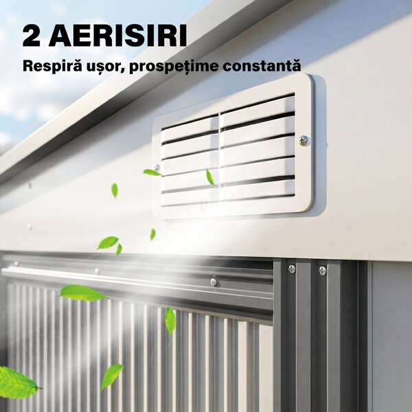 Outsunny magazie grădină căsuță de unelte pentru grădină 154x206.5x160/181 cm alb | Aosom Romania