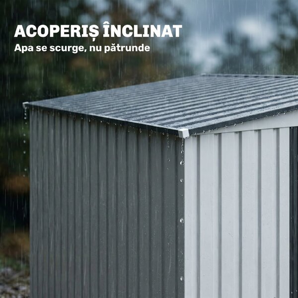 Outsunny magazie grădină căsuță de unelte pentru grădină 154x206.5x160/181 cm alb | Aosom Romania