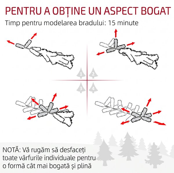 HOMCOM Brad de Crăciun Artificial cu 1821 Crengi, Brad de Crăciun Pliabil cu Bază Metalică, Ø117x180 cm, Verde | Aosom Romania