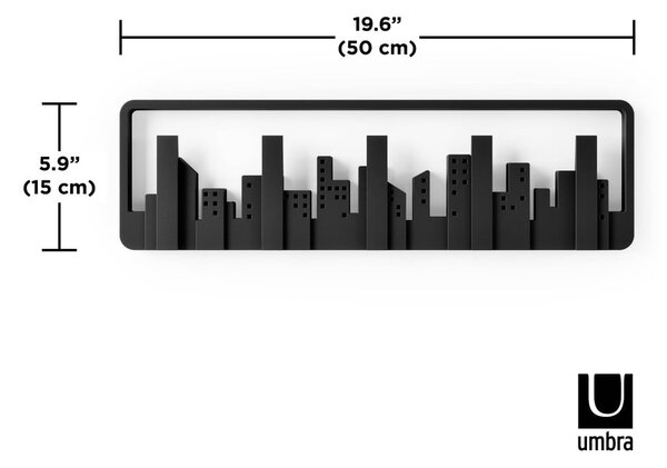 Cuier de perete negru din plastic Skyline – Umbra