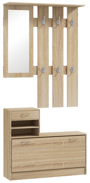 HOMCOM Set Mobilier cu 2 Rafturi Reglabile, 90x24x177 cm, Lemn Natural | Aosom Romania