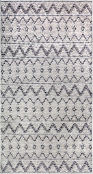 Covor tip traversă gri lavabil 80x200 cm Zig Zag – Vitaus