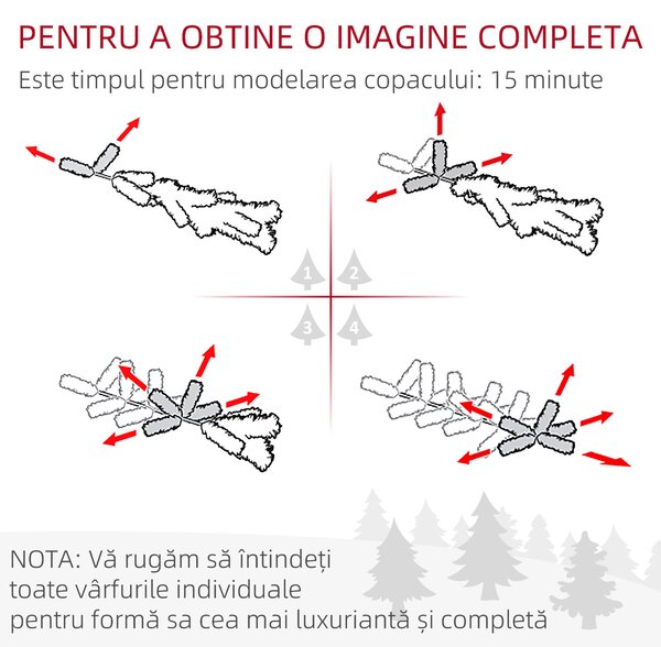 HOMCOM Brad de Crăciun Artificial cu 1821 Crengi, Brad de Crăciun Pliabil cu Bază Metalică, Ø117x180 cm, Verde | Aosom Romania