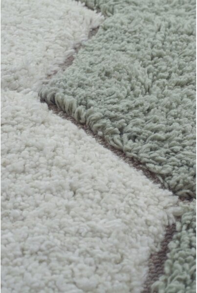 Covor verde deschis lavabil/țesut manual rotund din bumbac ø 140 cm Honeycomb Blue Sage – Lorena Canals