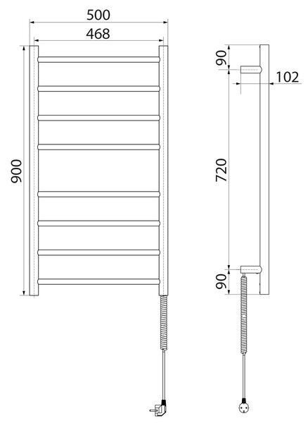 Sapho Redondo încălzitor electric 90x50 cm crom ER220V