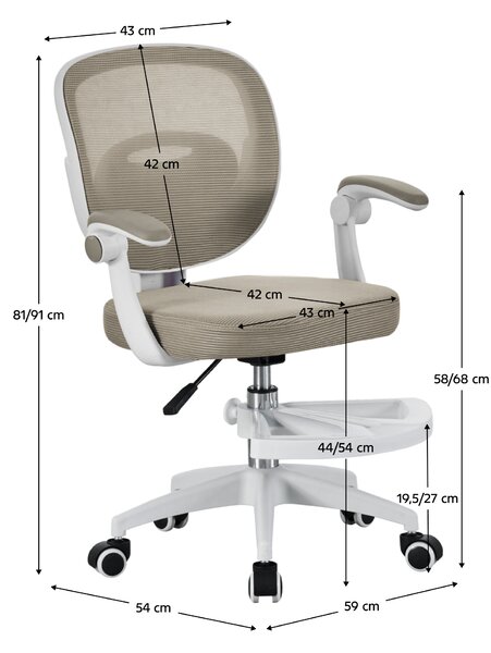 KONDELA Scaun pivotant, bej/alb, TRIXI TYP 1