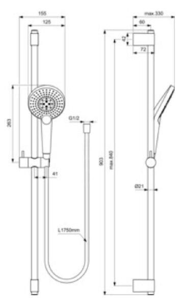 Ideal Standard Idealrain set de duș |90 cm B1763AA