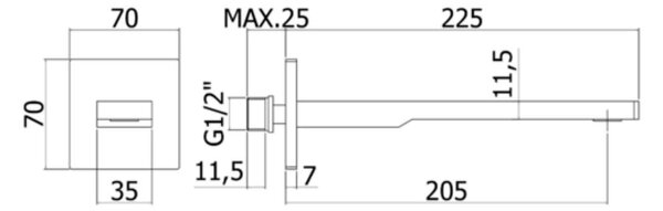 Kronenbach Quara 3.0 pipă baterie de cadă crom KB100368C10