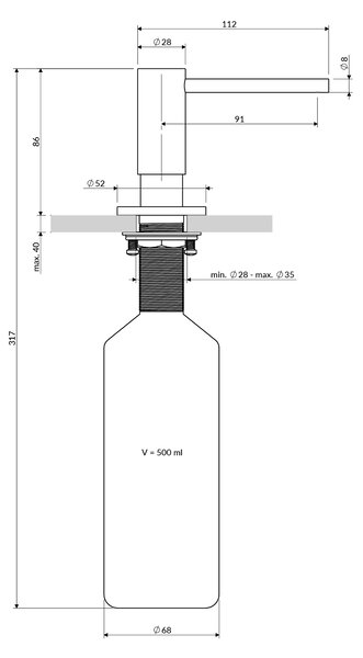 Omnires Modern Project dozator săpun 500 ml crom MP60723CR