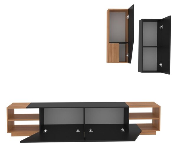 Mobilier living Ziva 2 (negru + teak). 1102660