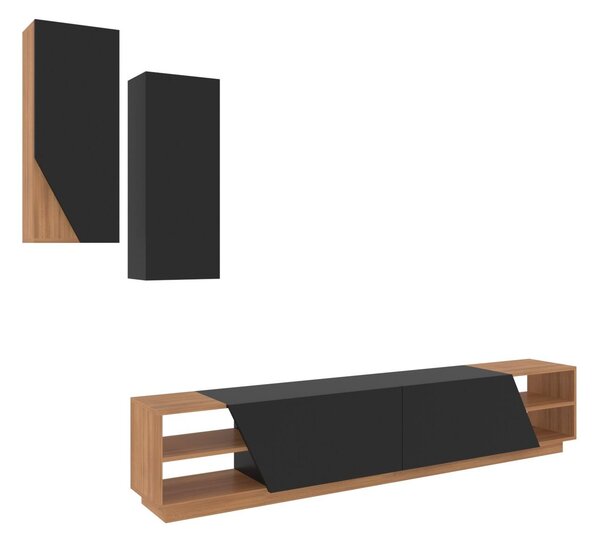 Mobilier living Ziva 2 (negru + teak). 1102660